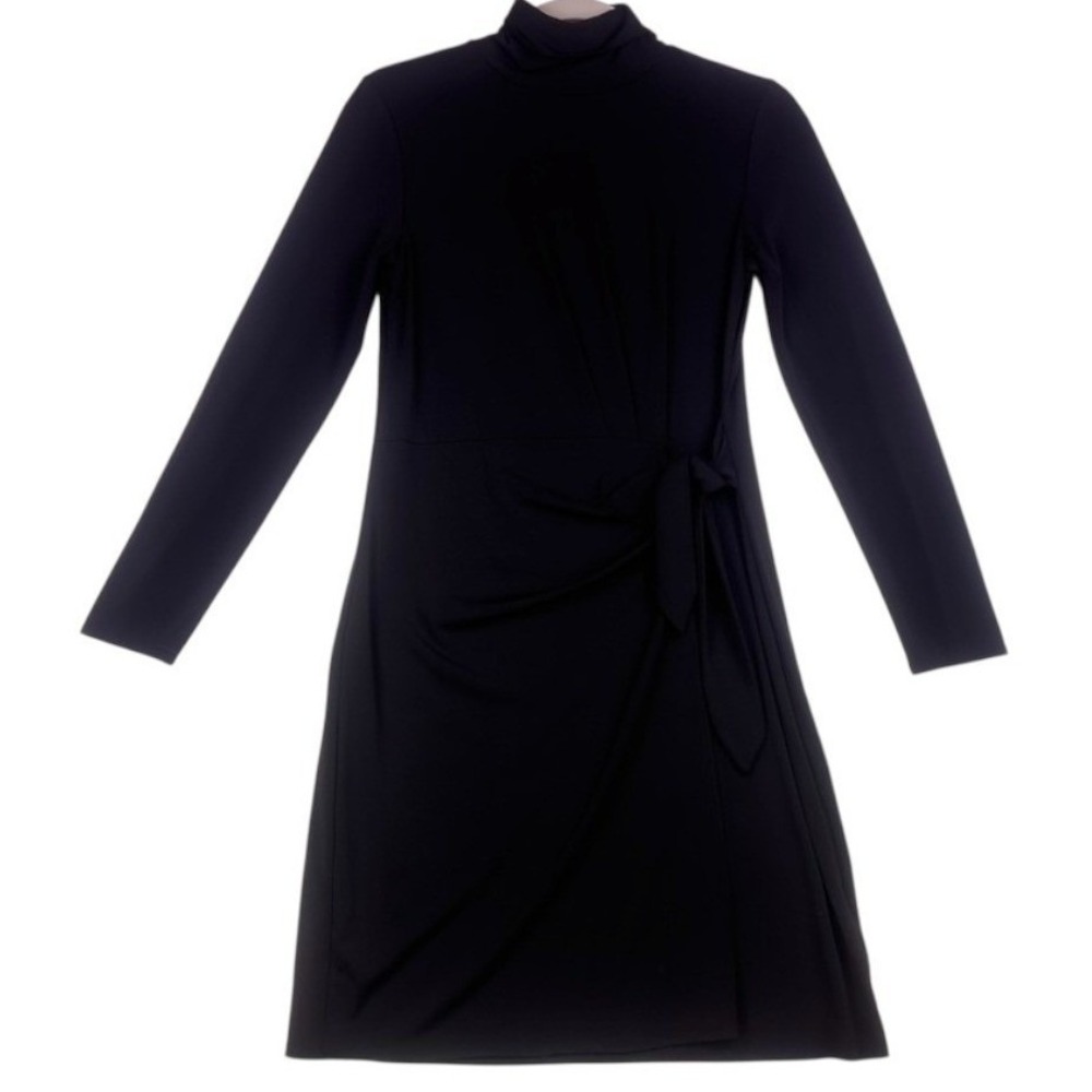 H by Halston Black Long Sleeve Wrap Tie Dress XS NWOT